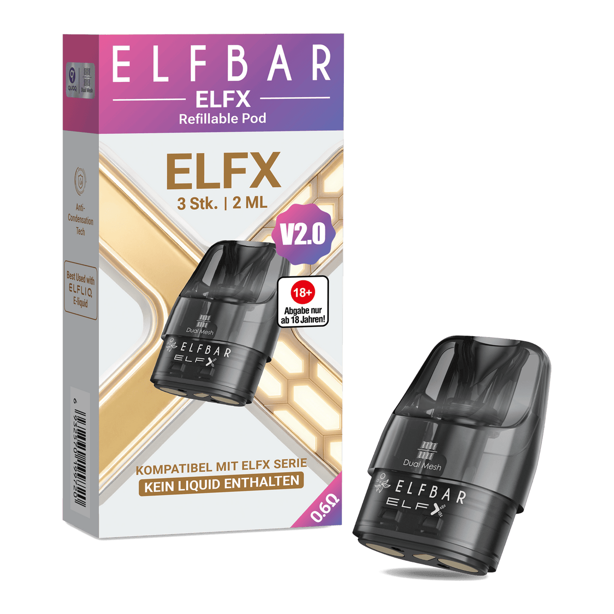 10x ELFBAR ELFX V2.0 - Refillable Pod - 3er Pack - McVapes