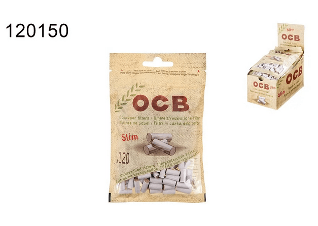 10x OCB Drehfilter Organic Slim 6mm, Beutel á 120 Filter - McVapes