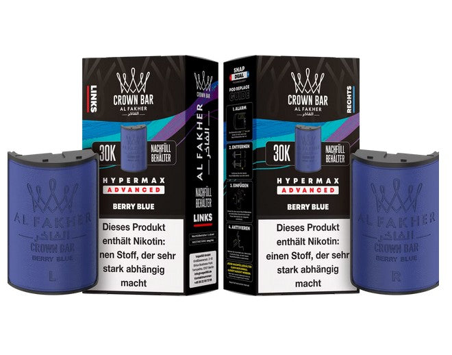 10x Al Fakher Hypermax Advanced 30K Pods - 6mg Nikotingehalt (5 Linke + 5 Rechte Pods)
