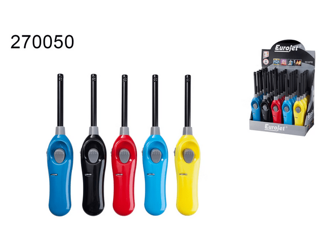 25x Eurojet Stabfeuerzeug Fireman Piezo, 5 Farben, 23 cm - McVapes
