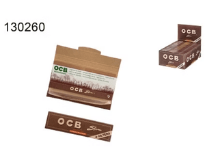 32x OCB unbl Slim Virgin + Tips, braun, 32 Blatt - McVapes