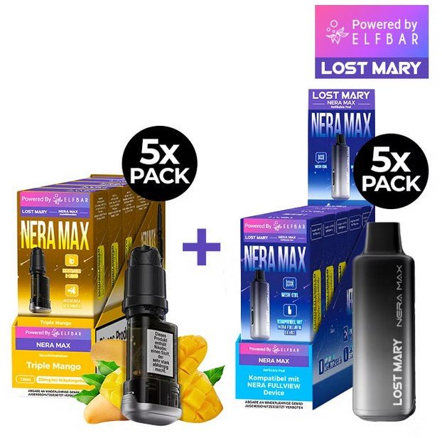 5x Lost Mary Nera Max 15K Refillcontainer + 5x Refillable Pod - McVapes