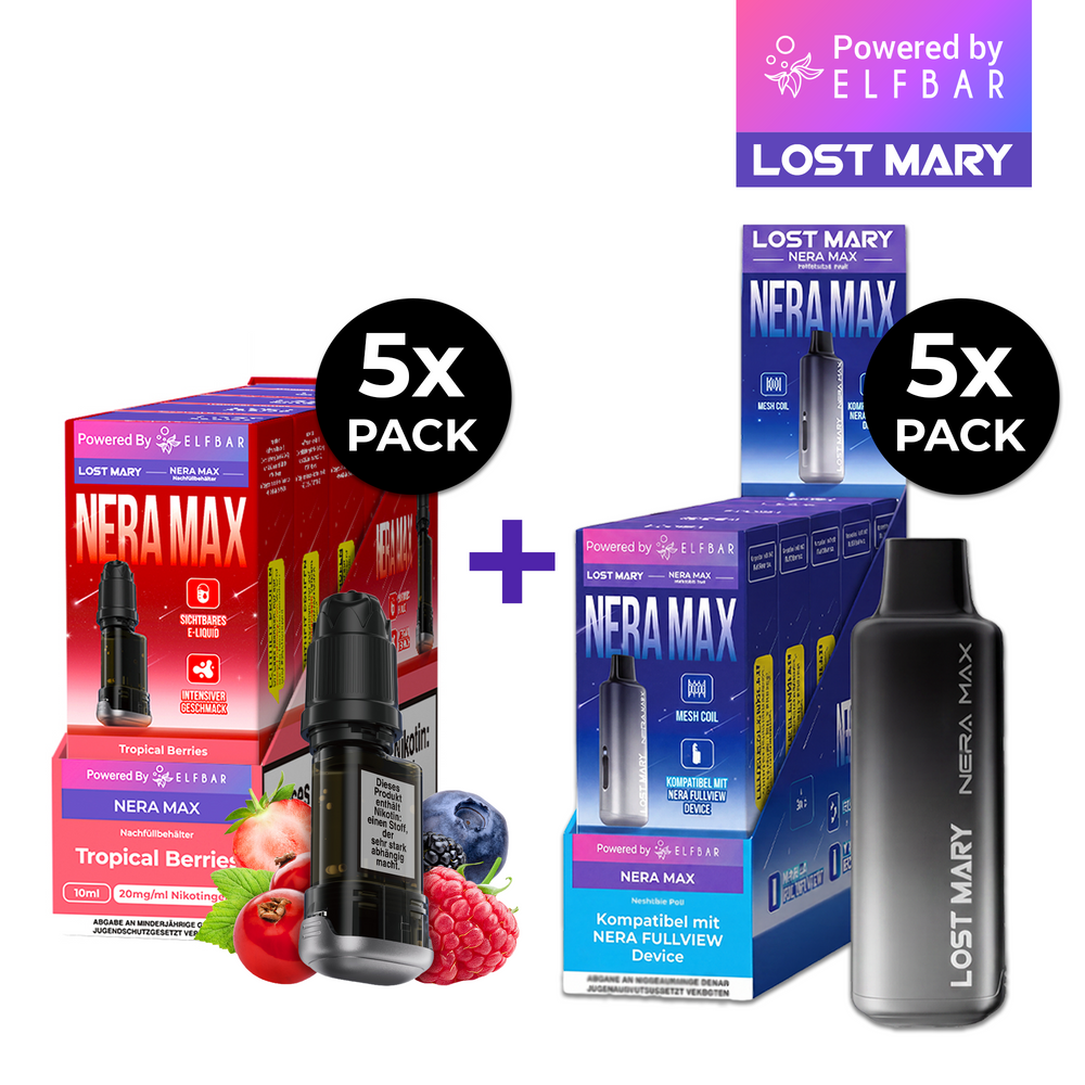 5x Lost Mary Nera Max 15K Refillcontainer + 5x Refillable Pod - McVapes