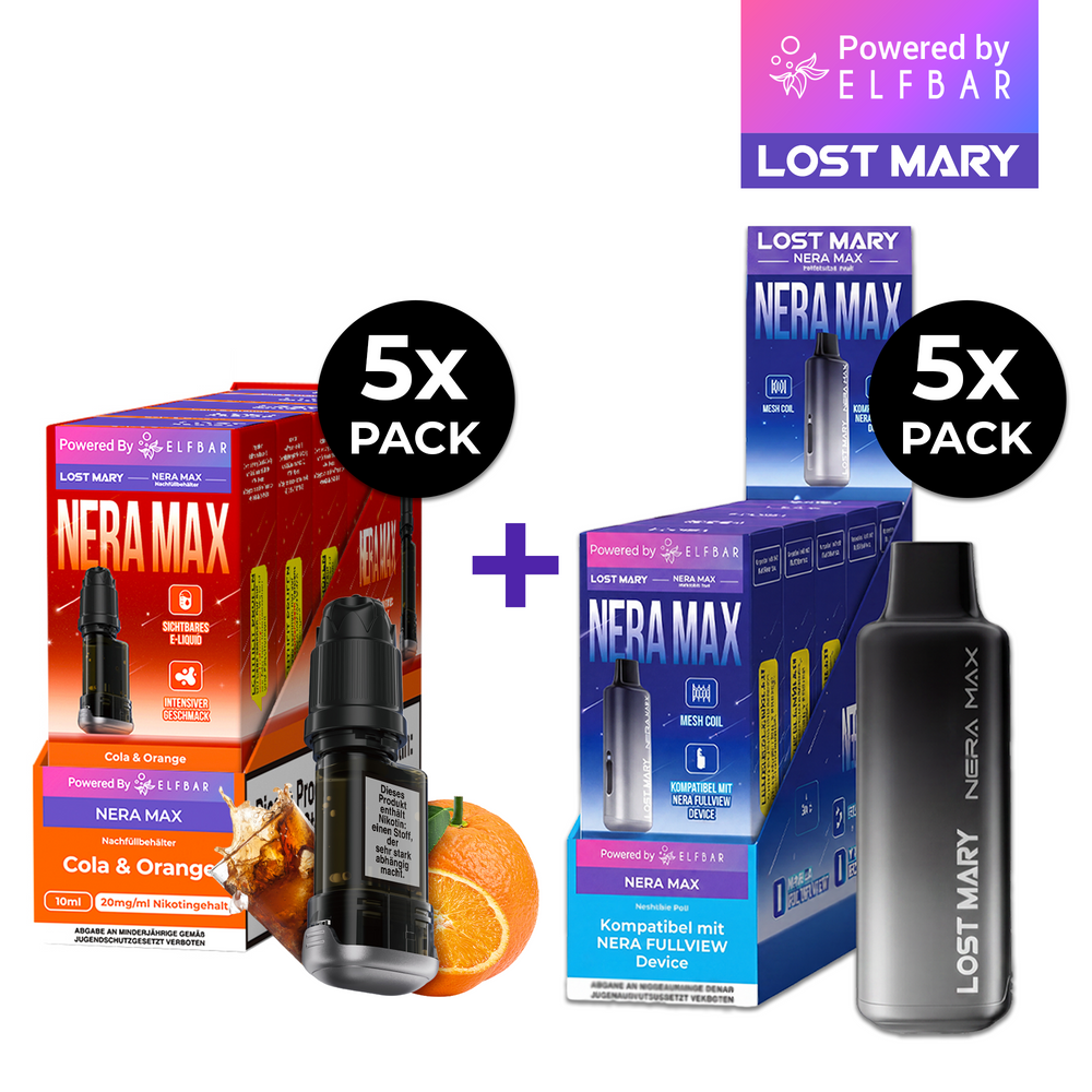 5x Lost Mary Nera Max 15K Refillcontainer + 5x Refillable Pod - McVapes