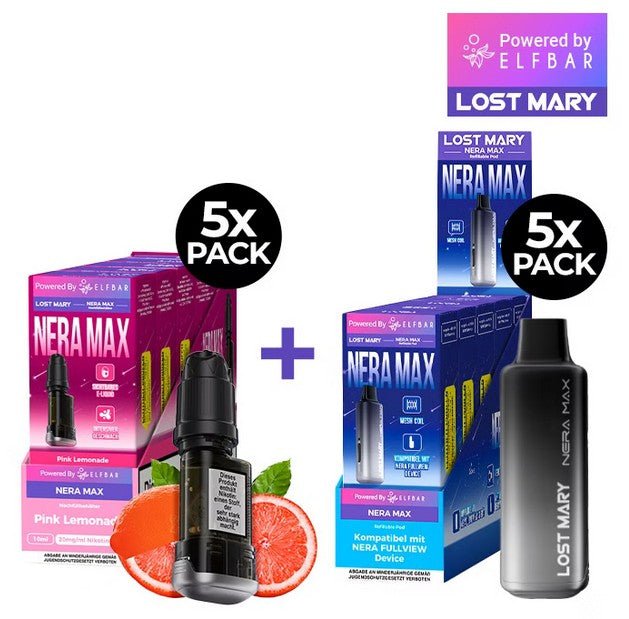 5x Lost Mary Nera Max 15K Refillcontainer + 5x Refillable Pod - McVapes