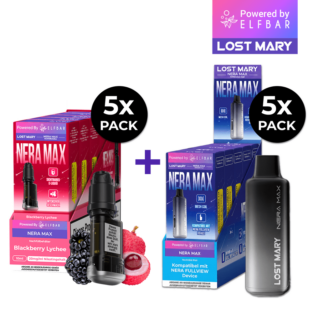 5x Lost Mary Nera Max 15K Refillcontainer + 5x Refillable Pod - McVapes
