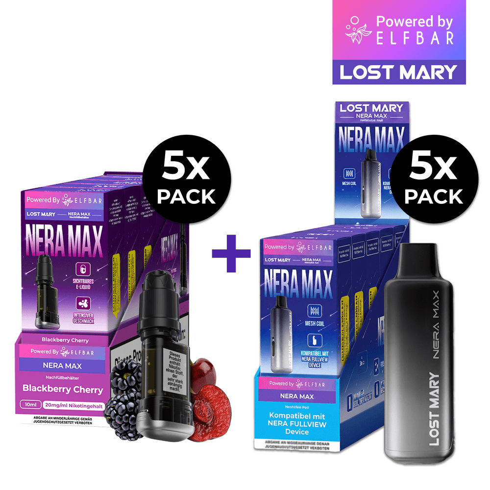 5x Lost Mary Nera Max 15K Refillcontainer + 5x Refillable Pod - McVapes