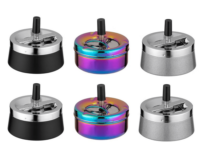 6x Angelo Schleuderascher, Metall schwarz/ grau/ rainbow, Ø 11cm - McVapes