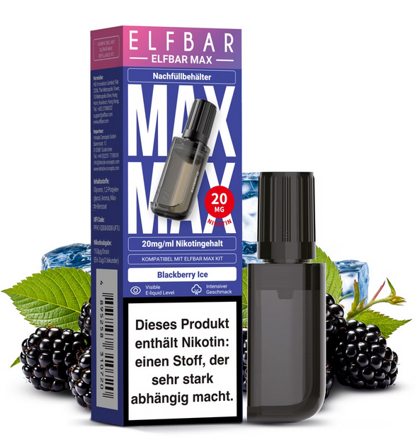 [HINWEIS LESEN] 10x ELFBAR MAX Pod 20 mg Nikotingehalt