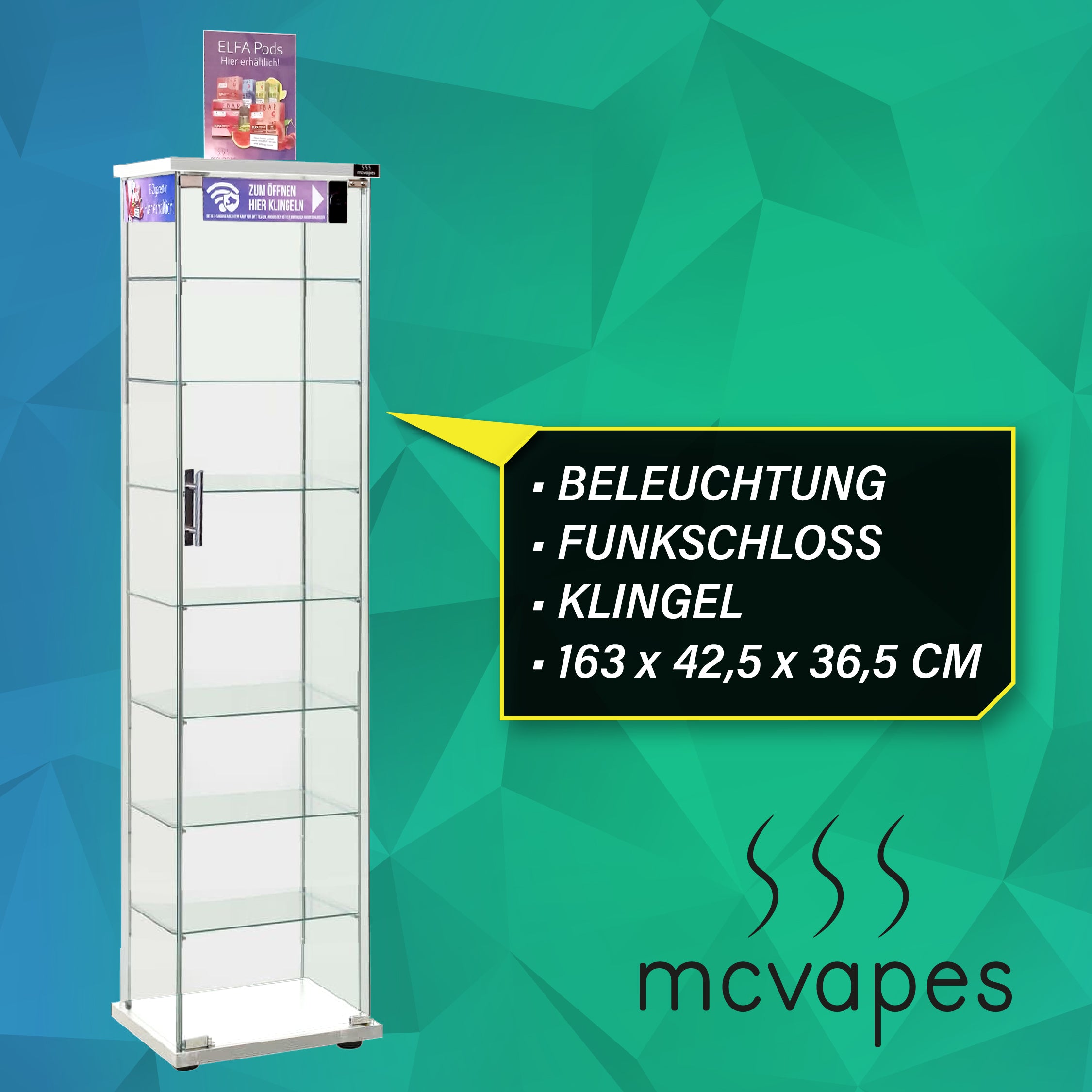 Exklusive McVapes Vitrine V2 – Leihweise (aufgebaut)