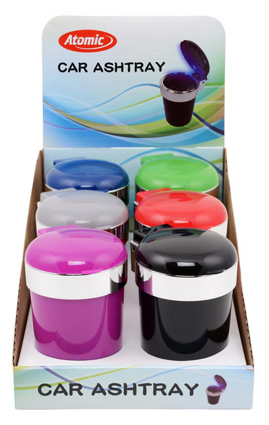 6x Atomic Auto Aschenbecher LED, 3 Farben
