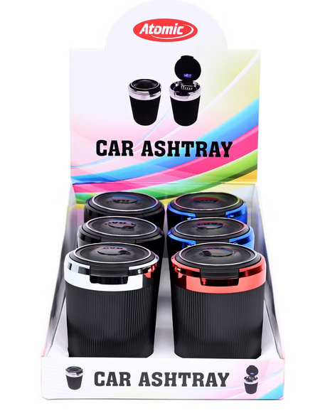 6x Atomic Auto Aschenbecher LED Shiny Sortiert