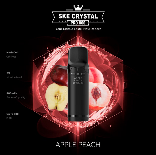 SKE Crystal Pro 800 - 2% Nikotin (2 Stk. pro Packung) - Mehrweg Pod System / 10 Stück
