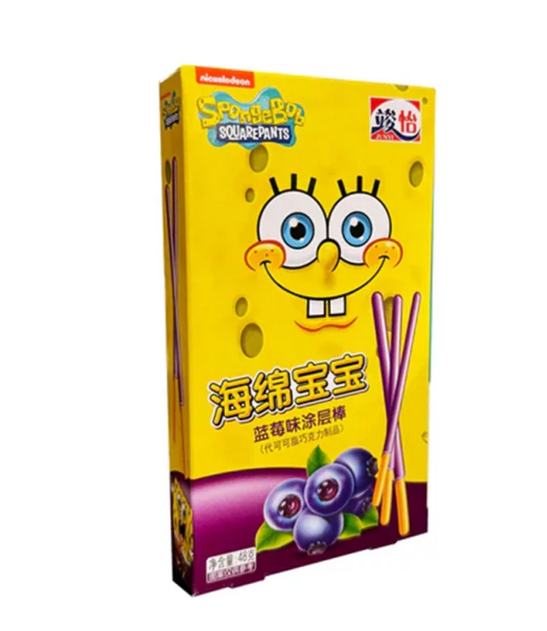 36x Spongebob Squarepants Schokosticks Blaubeere 48g