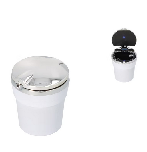 Autoaschenbecher mit LED, Kunststoff weiß, Ø 6cm