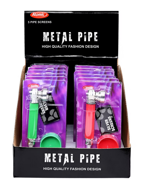 Atomic - Tabakpfeife + Grinder NEON / 12 Stück