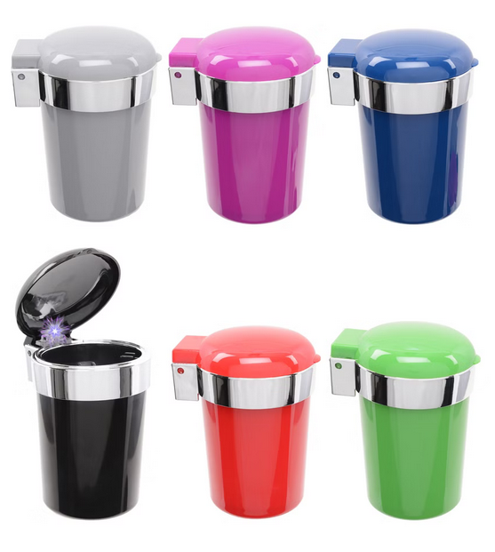 6x Atomic Auto Aschenbecher LED, 3 Farben