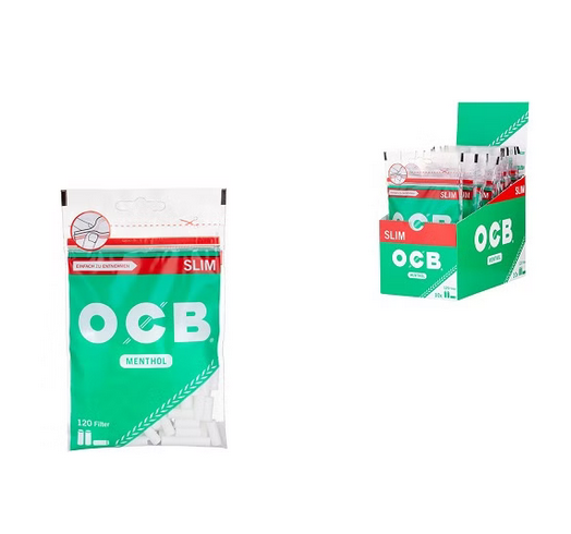 10x OCB Drehfilter Menthol Slim 6mm, Beutel á 120 Filter