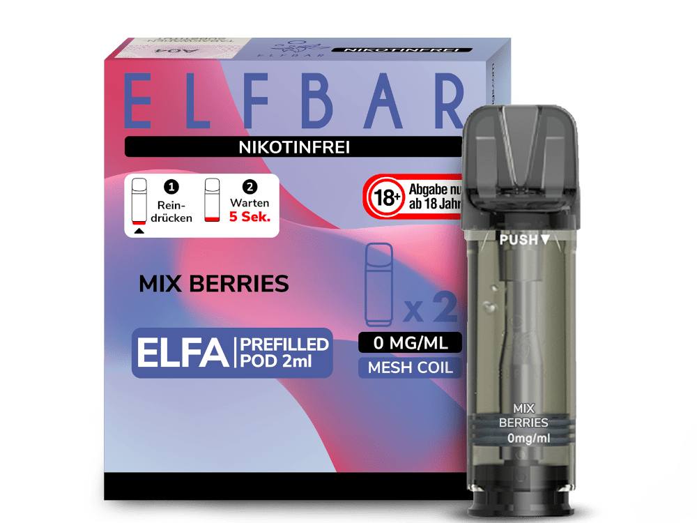 Elfbar ELFA Pods - 0% Nikotin (2 Stk. pro Packung) - Mehrweg Pod System / 10 Packungen - McVapes