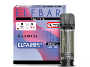 Elfbar ELFA Pods - 0% Nikotin (2 Stk. pro Packung) - Mehrweg Pod System / 10 Packungen - McVapes