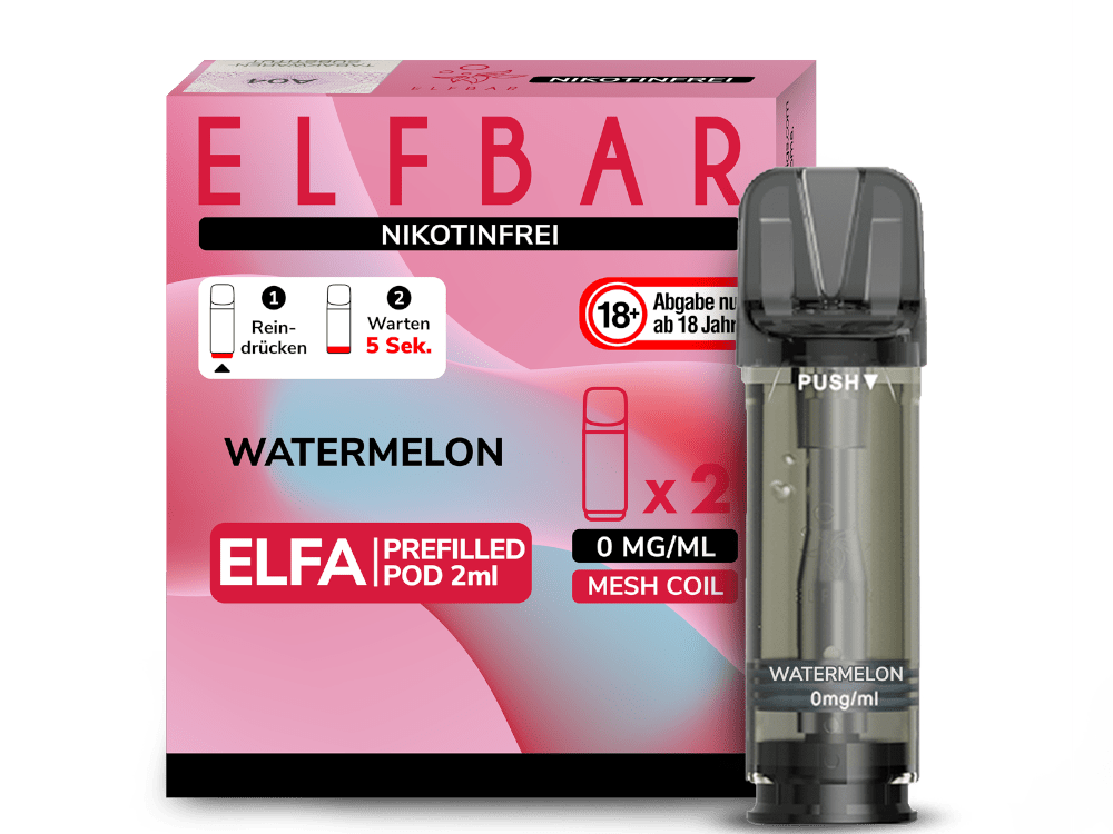 Elfbar ELFA Pods - 0% Nikotin (2 Stk. pro Packung) - Mehrweg Pod System / 10 Packungen - McVapes