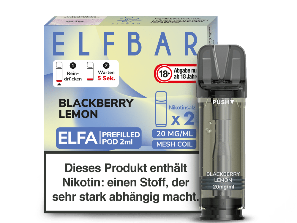 Elfbar ELFA Pods - 2% Nikotin (2 Stk. pro Packung) - Mehrweg Pod System / 10 Packungen - McVapes