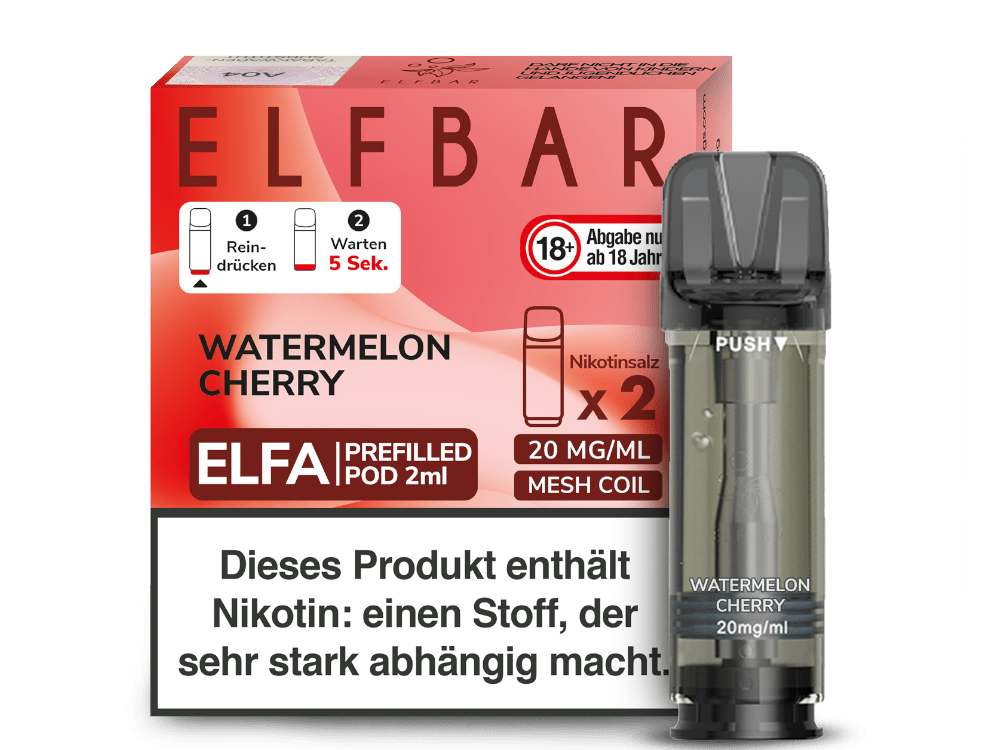Elfbar ELFA Pods - 2% Nikotin (2 Stk. pro Packung) - Mehrweg Pod System / 10 Packungen - McVapes