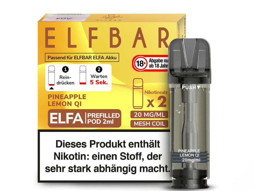 Elfbar ELFA Pods - 2% Nikotin (2 Stk. pro Packung) - Mehrweg Pod System / 10 Packungen - McVapes
