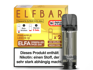 Elfbar ELFA Pods - 2% Nikotin (2 Stk. pro Packung) - Mehrweg Pod System / 10 Packungen - McVapes