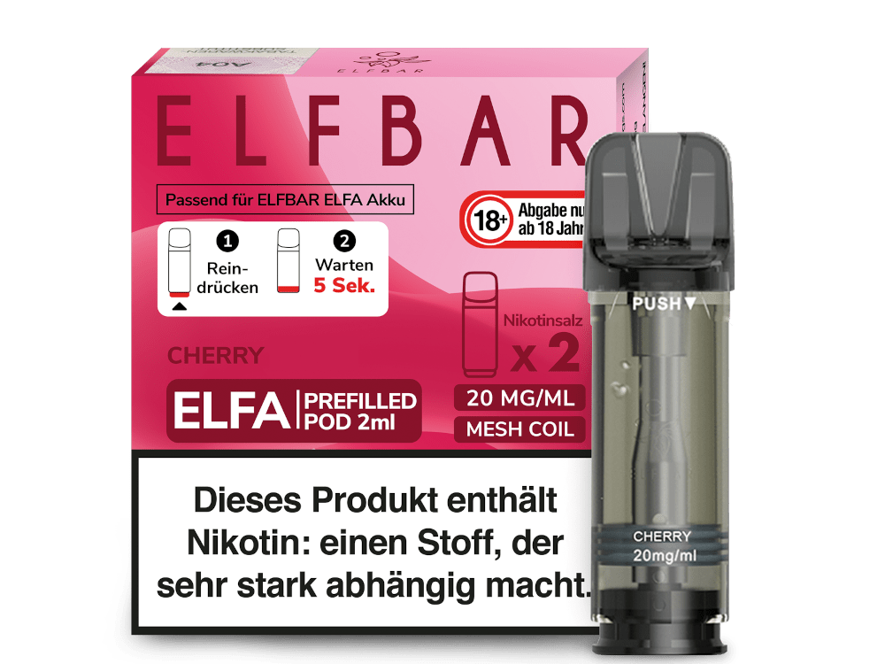 Elfbar ELFA Pods - 2% Nikotin (2 Stk. pro Packung) - Mehrweg Pod System / 10 Packungen - McVapes