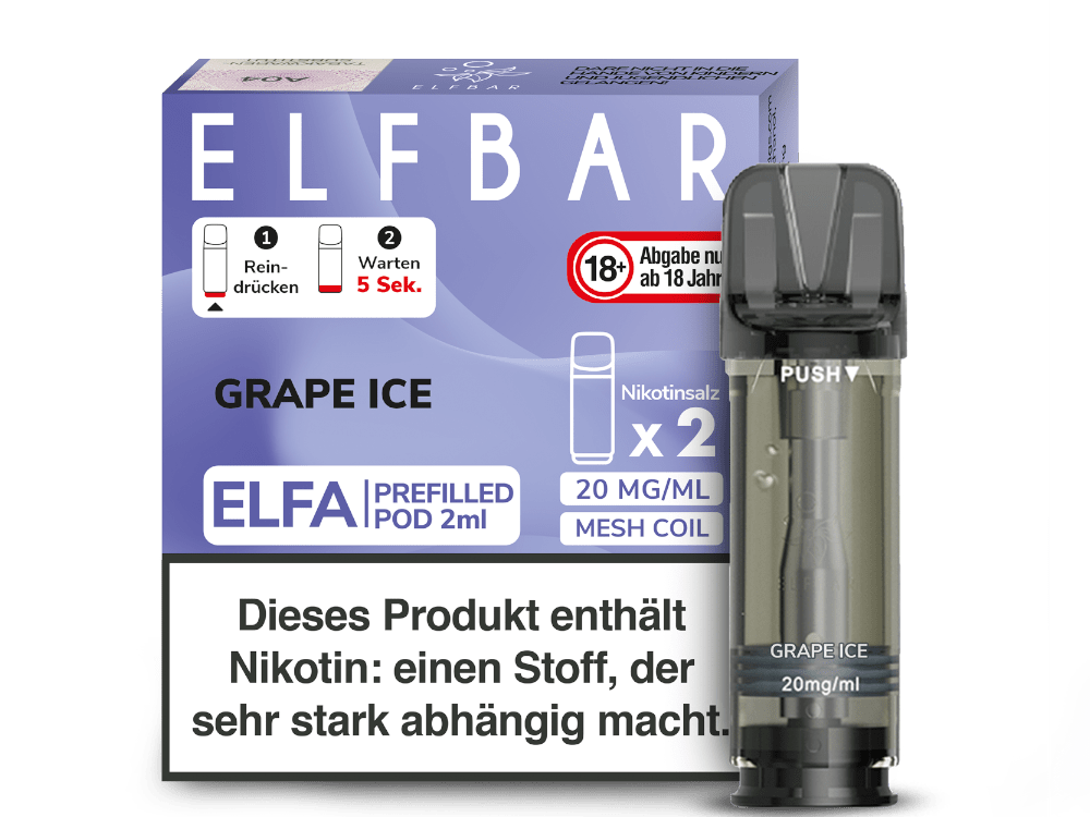 Elfbar ELFA Pods - 2% Nikotin (2 Stk. pro Packung) - Mehrweg Pod System / 10 Packungen - McVapes