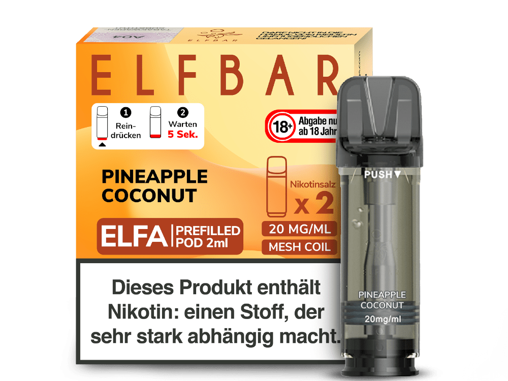 Elfbar ELFA Pods - 2% Nikotin (2 Stk. pro Packung) - Mehrweg Pod System / 10 Packungen - McVapes