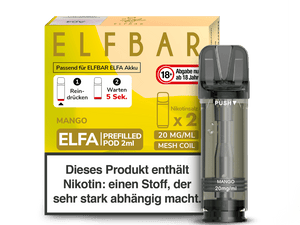 Elfbar ELFA Pods - 2% Nikotin (2 Stk. pro Packung) - Mehrweg Pod System / 10 Packungen - McVapes