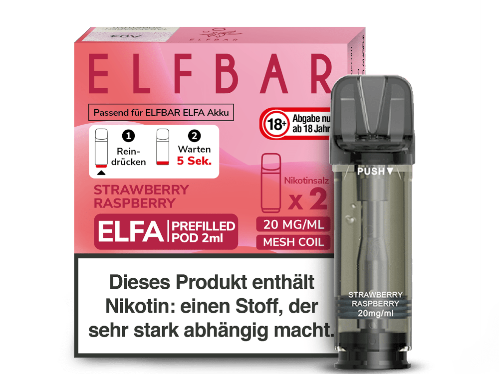 Elfbar ELFA Pods - 2% Nikotin (2 Stk. pro Packung) - Mehrweg Pod System / 10 Packungen - McVapes