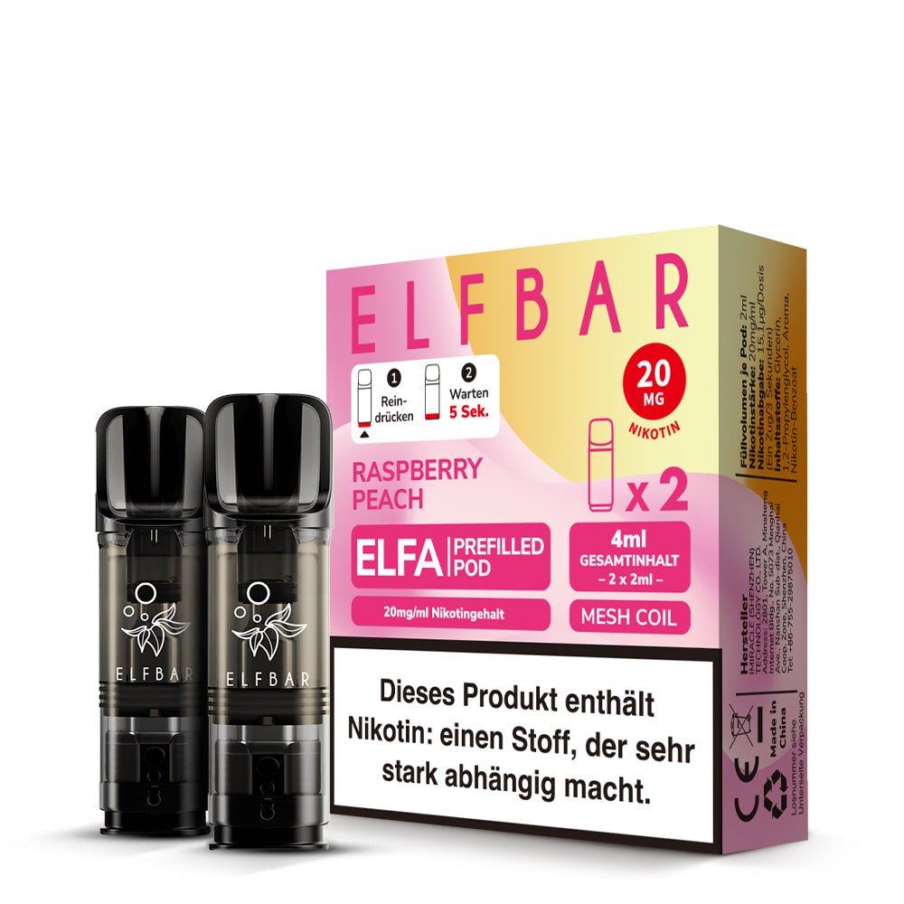 Elfbar ELFA Pods - 2% Nikotin (2 Stk. pro Packung) - Mehrweg Pod System / 10 Packungen - McVapes