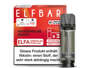 Elfbar ELFA Pods - 2% Nikotin (2 Stk. pro Packung) - Mehrweg Pod System / 10 Packungen - McVapes
