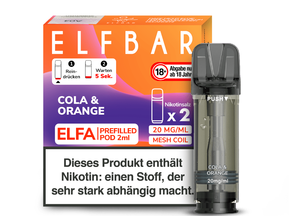 Elfbar ELFA Pods - 2% Nikotin (2 Stk. pro Packung) - Mehrweg Pod System / 10 Packungen - McVapes