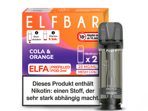 Elfbar ELFA Pods - 2% Nikotin (2 Stk. pro Packung) - Mehrweg Pod System / 10 Packungen - McVapes