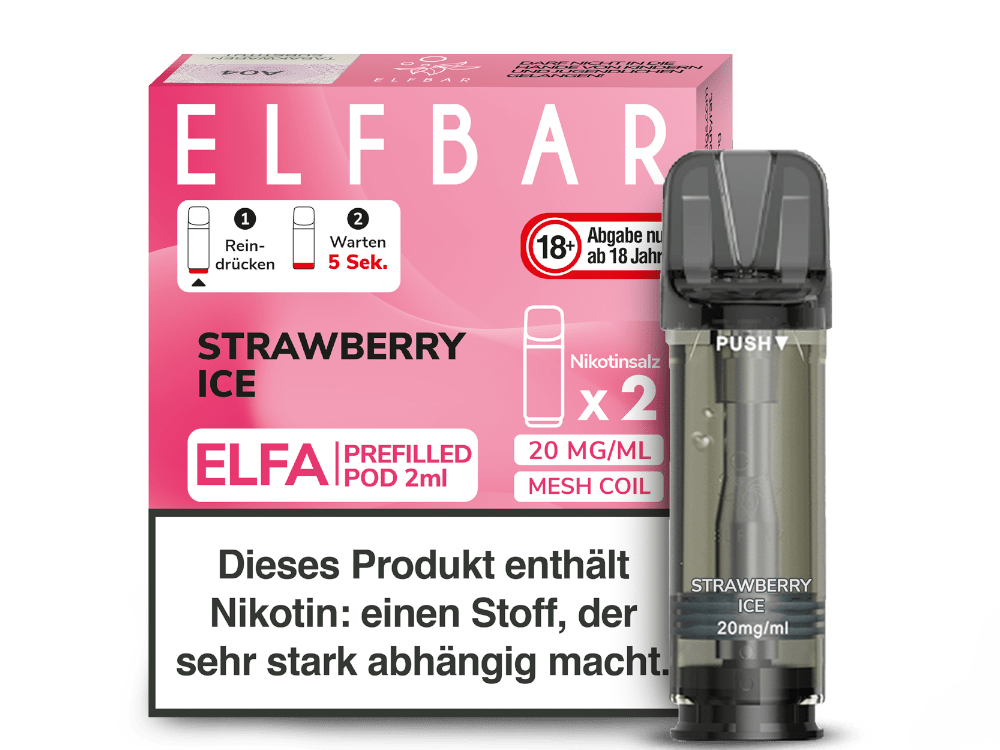 Elfbar ELFA Pods - 2% Nikotin (2 Stk. pro Packung) - Mehrweg Pod System / 10 Packungen - McVapes