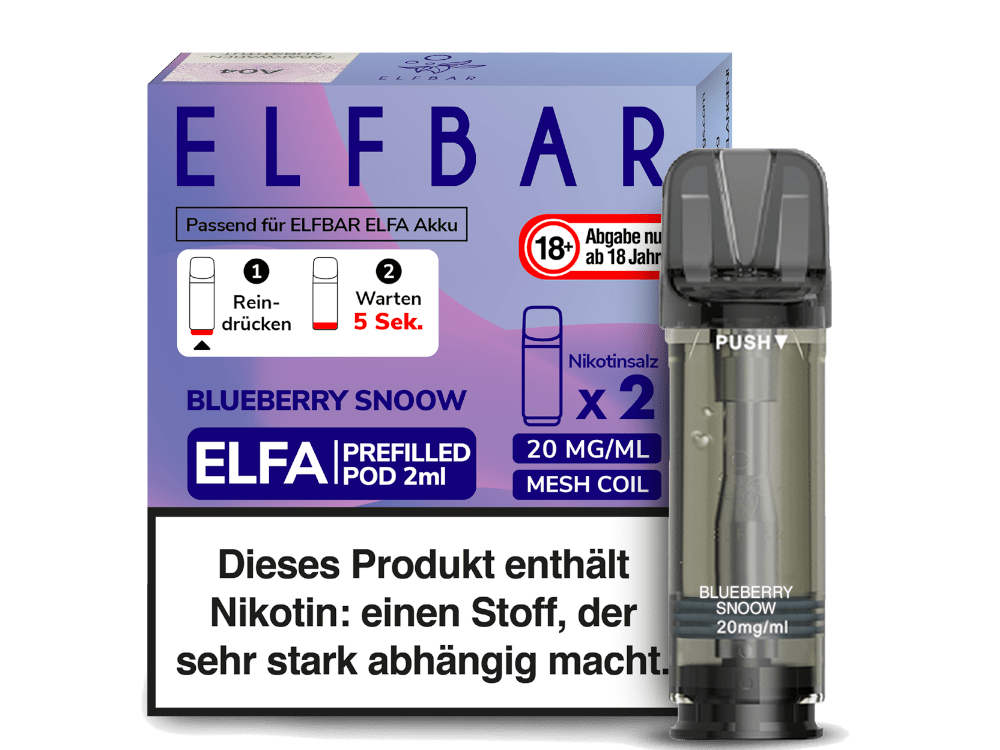 Elfbar ELFA Pods - 2% Nikotin (2 Stk. pro Packung) - Mehrweg Pod System / 10 Packungen - McVapes
