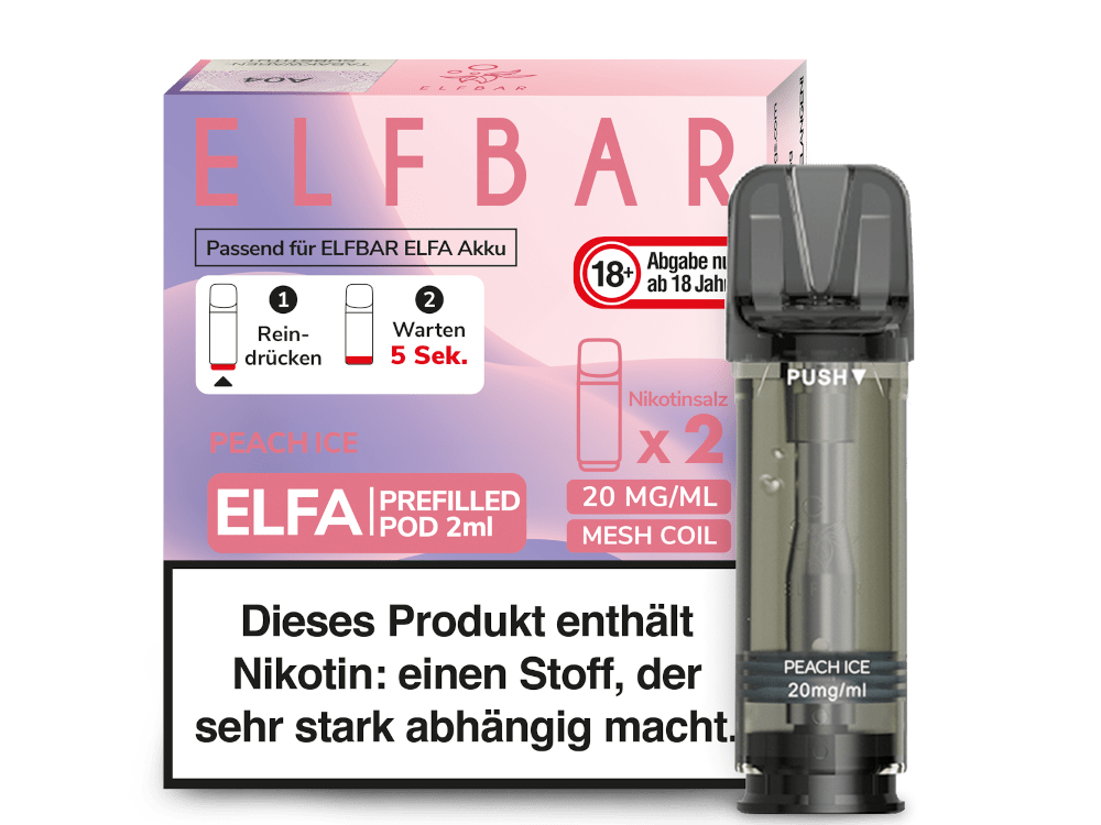 Elfbar ELFA Pods - 2% Nikotin (2 Stk. pro Packung) - Mehrweg Pod System / 10 Packungen - McVapes