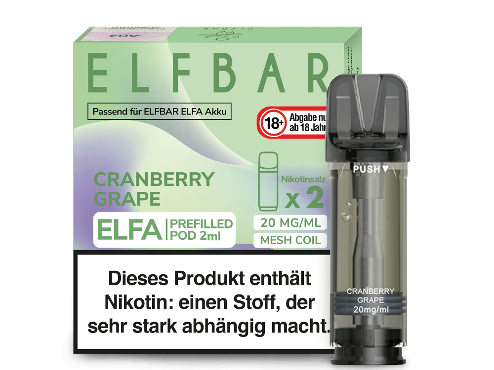 Elfbar ELFA Pods - 2% Nikotin (2 Stk. pro Packung) - Mehrweg Pod System / 10 Packungen - McVapes