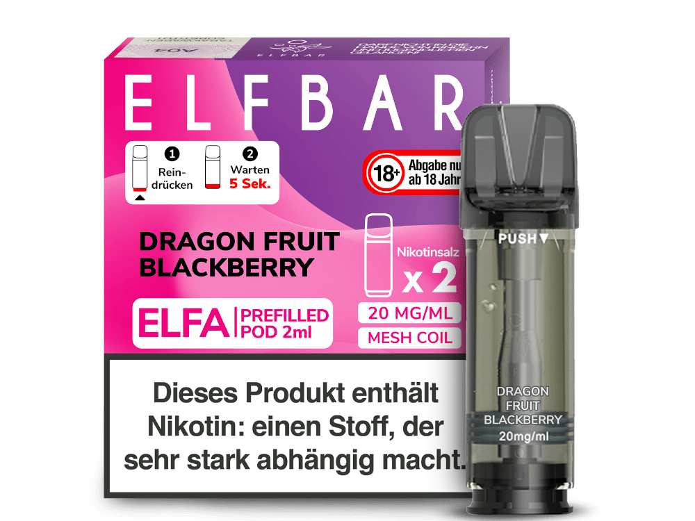 Elfbar ELFA Pods - 2% Nikotin (2 Stk. pro Packung) - Mehrweg Pod System / 10 Packungen - McVapes