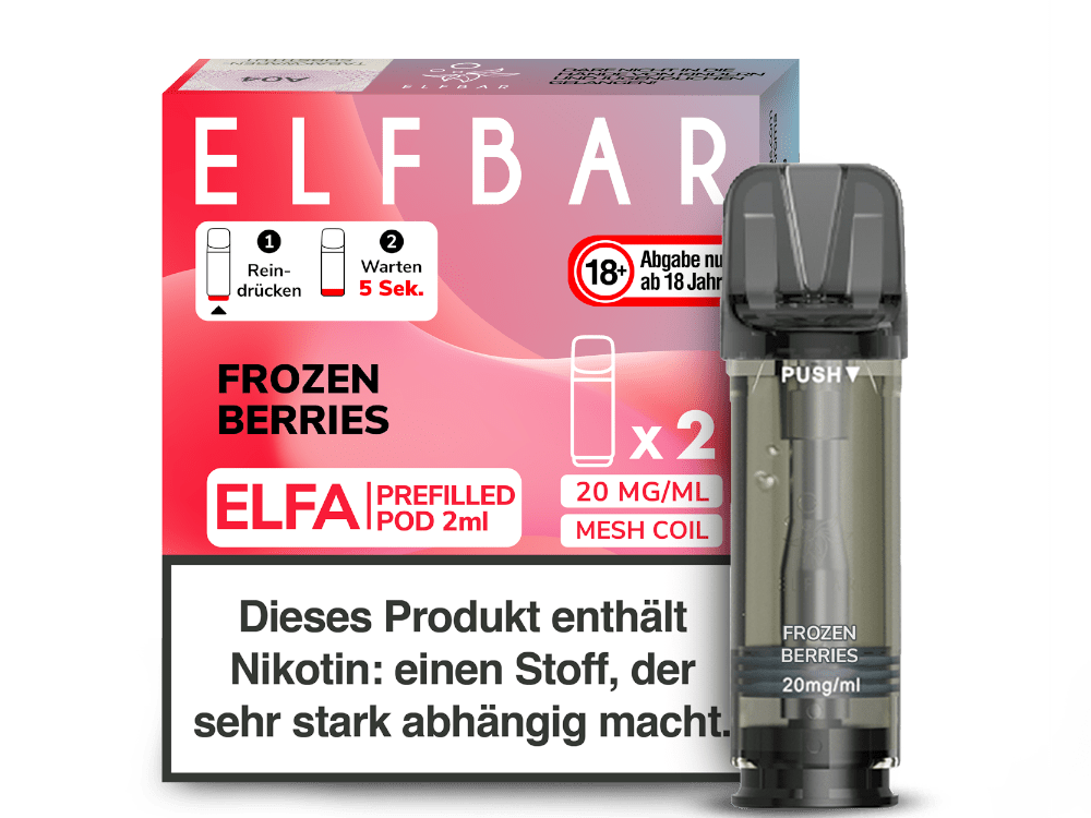 Elfbar ELFA Pods - 2% Nikotin (2 Stk. pro Packung) - Mehrweg Pod System / 10 Packungen - McVapes