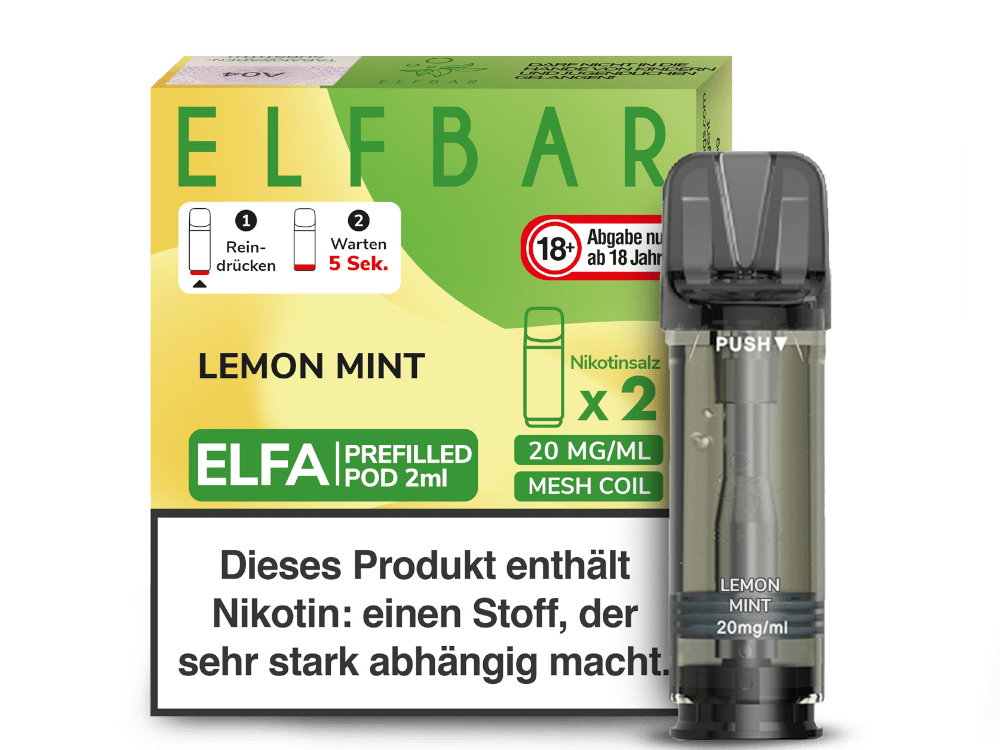 Elfbar ELFA Pods - 2% Nikotin (2 Stk. pro Packung) - Mehrweg Pod System / 10 Packungen - McVapes