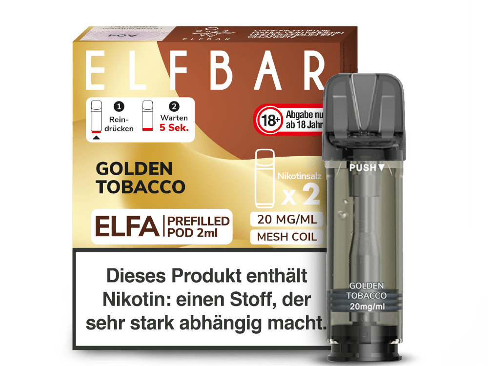 Elfbar ELFA Pods - 2% Nikotin (2 Stk. pro Packung) - Mehrweg Pod System / 10 Packungen - McVapes