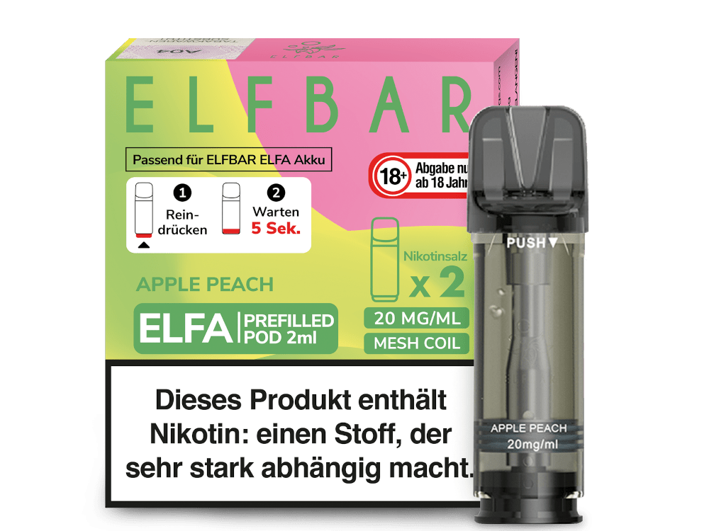 Elfbar ELFA Pods - 2% Nikotin (2 Stk. pro Packung) - Mehrweg Pod System / 10 Packungen - McVapes
