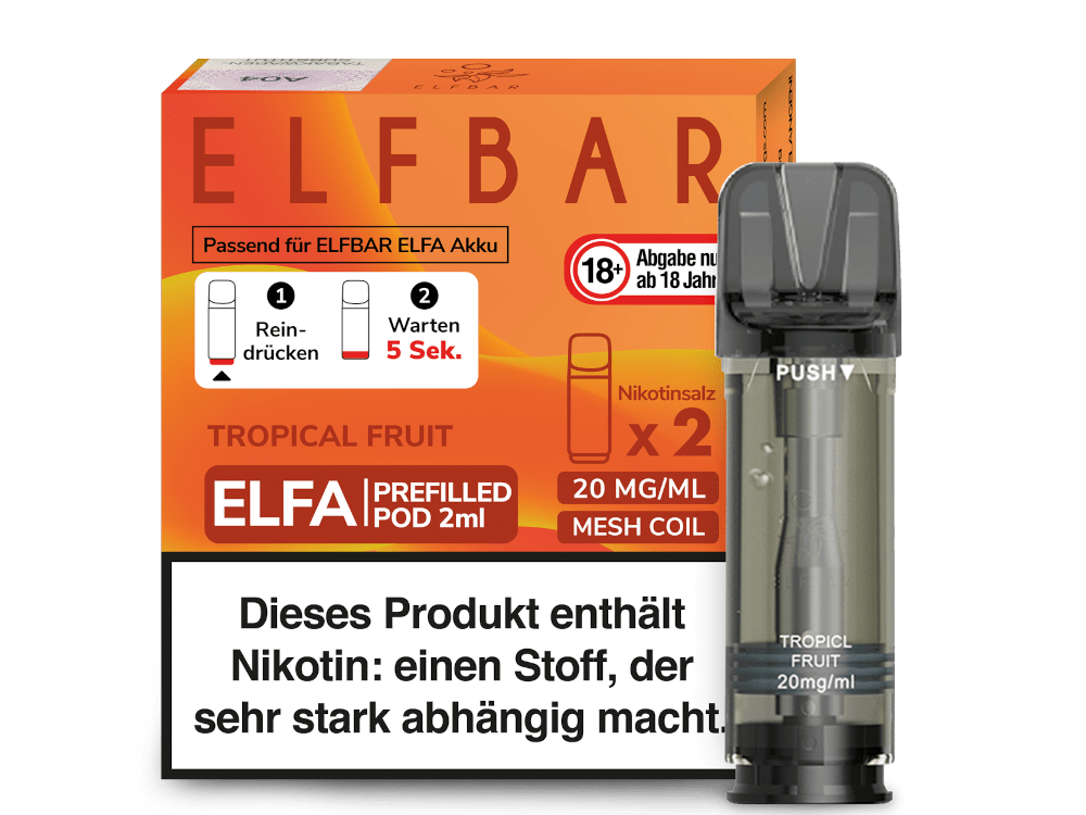 Elfbar ELFA Pods - 2% Nikotin (2 Stk. pro Packung) - Mehrweg Pod System / 10 Packungen - McVapes
