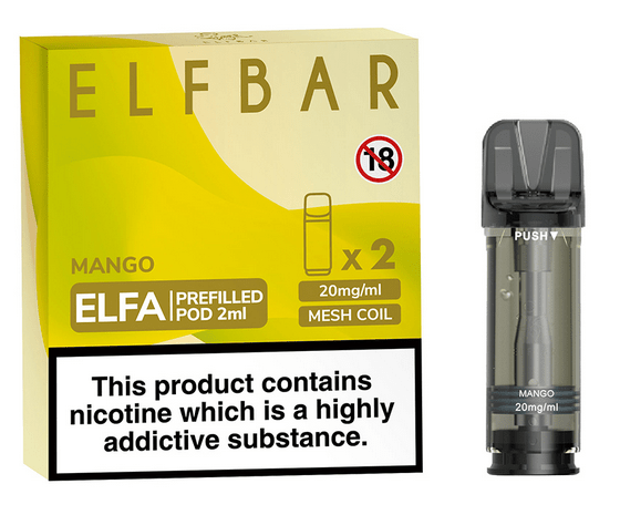 Elfbar ELFA Pods - 2% Nikotin (2 Stk. pro Packung) - Mehrweg Pod System / 10 Packungen - McVapes