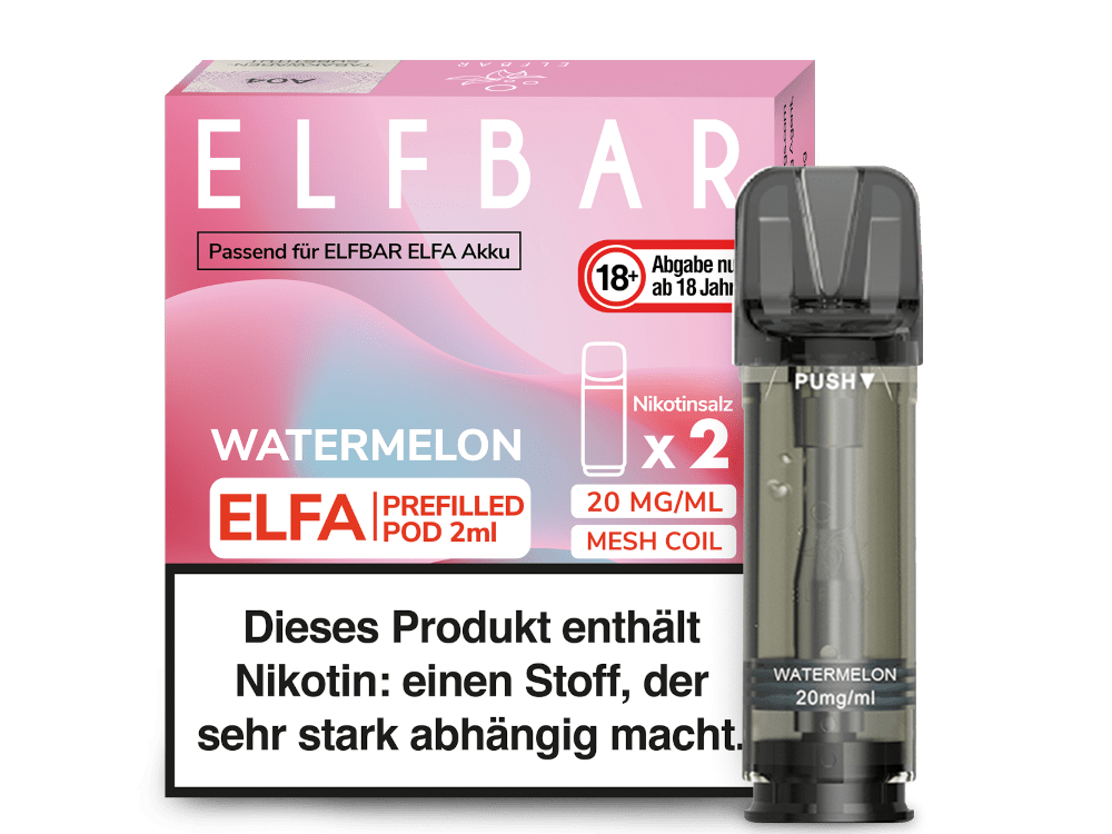 Elfbar ELFA Pods - 2% Nikotin (2 Stk. pro Packung) - Mehrweg Pod System / 10 Packungen - McVapes